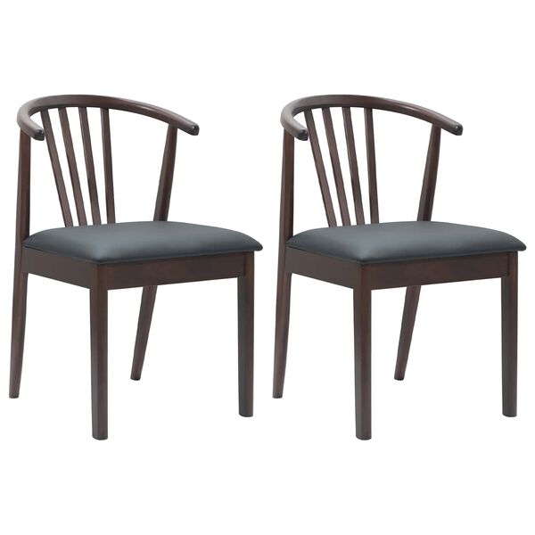 vidaXL Dining Chair 2 pcs Light Brown and Black Solid Rubberwood