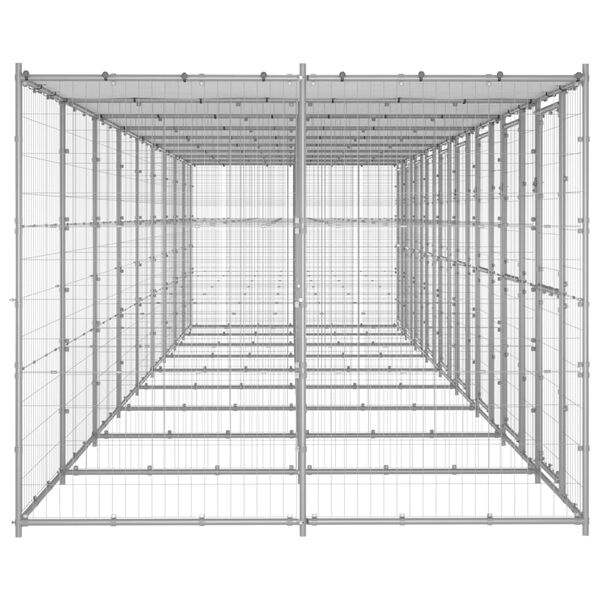 vidaXL Outdoor Dog Kennel Galvanised Steel with Roof 21.78 m&sup2;