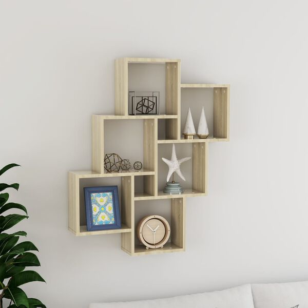 vidaXL Wall Cube Shelf Sonoma Oak 78x15x93 cm Engineered Wood