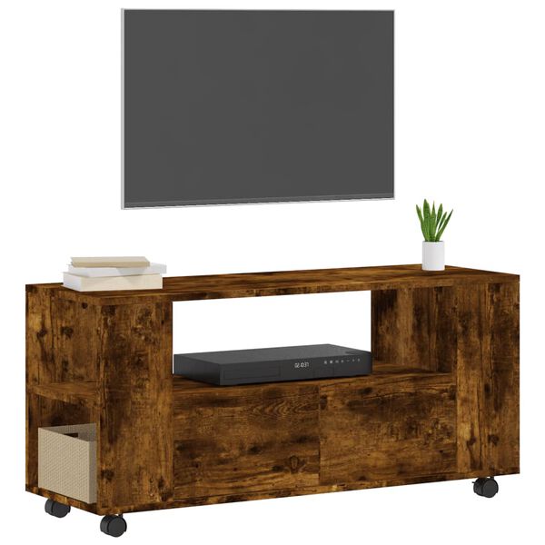vidaXL TV Cabinet Smoked Oak 102x34.5x43 cm Engineered Wood