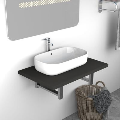 vidaXL Bathroom Wall Shelf for Basin Grey 60x40x16.3 cm