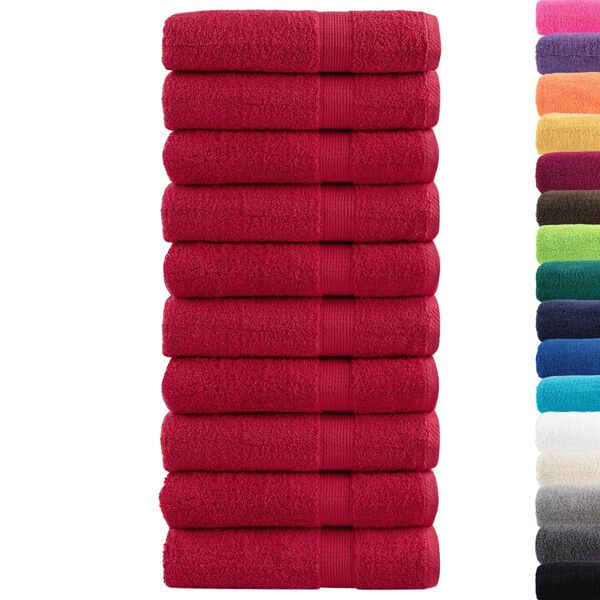 vidaXL Premium Bath Towels "SOLUND" 10 pcs Red 100x150 cm 600 gsm