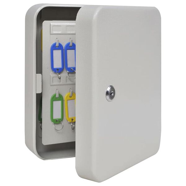 vidaXL Key Box with Lock Ivory 20 x 7.5 x 25 cm Steel