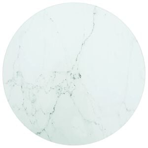 vidaXL Table Top | White | Tempered Glass | Small | Durable | Table Top | Round