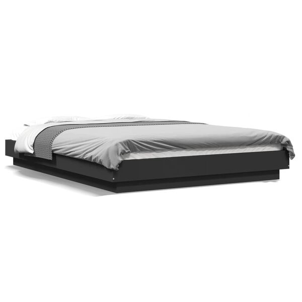vidaXL Bed Frame with LED Lights without Mattress Black 135x190cm