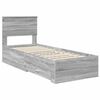 vidaXL Bed Frame Grey Sonoma and Silver 75 x 190 cm Engineered Wood