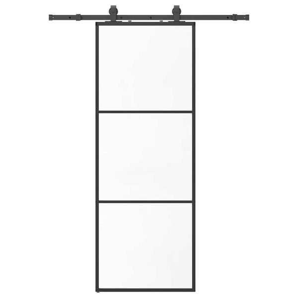 vidaXL Sliding Door with Hardware Set Black 76x205 cm ESG Glass