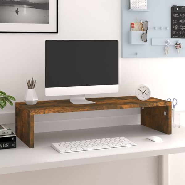 vidaXL Monitor Stand Smoked Oak 60x23.5x12 cm Engineered Wood