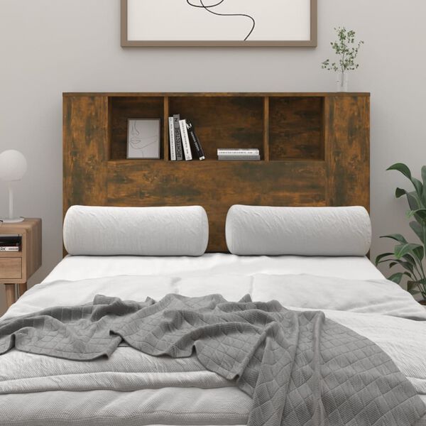 vidaXL Headboard Cabinet Smoked Oak 120x18.5x102.5 cm