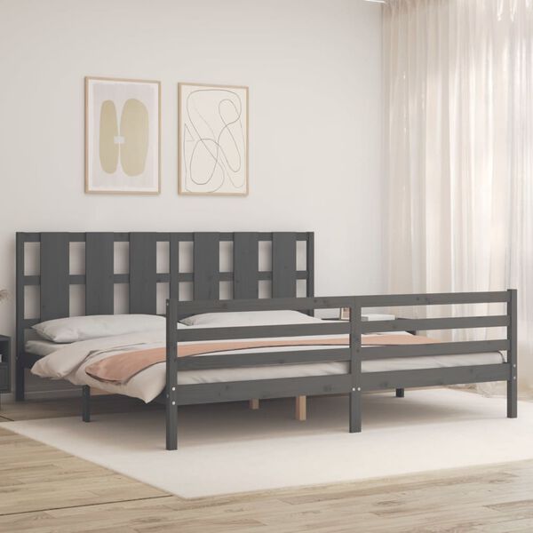 vidaXL Bed Frame without Mattress Grey 200x200 cm Solid Wood
