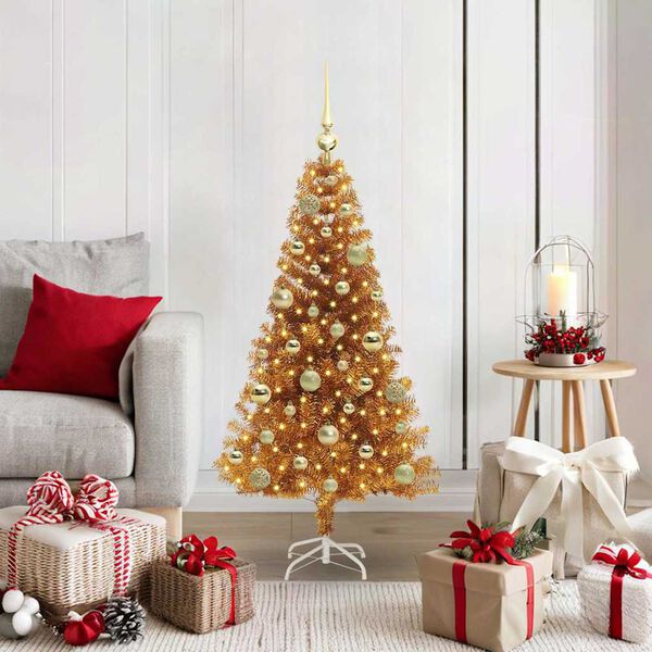 vidaXL Christmas Tree with 150 LEDs with Stand Gold 120 cm PET