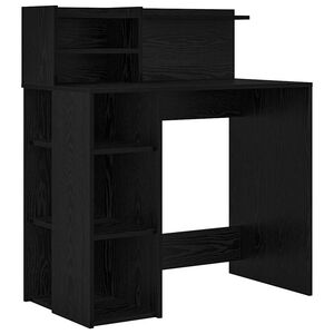 vidaXL Desk with Shelf Black Oak 90 x 48 x 101.5 cm Engineered Wood