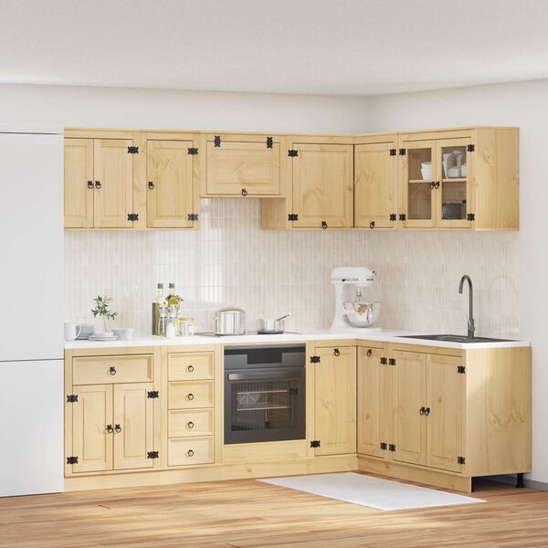 vidaXL Cabinet with Drawer SKI 10 pcs Honey Brown Solid Pine Wood