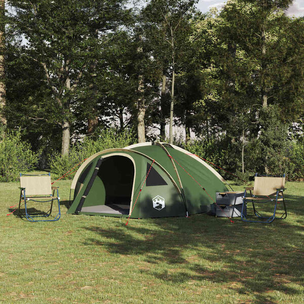 vidaXL Camping Tent with Roof Green 308 x 268 x 130 cm Polyester