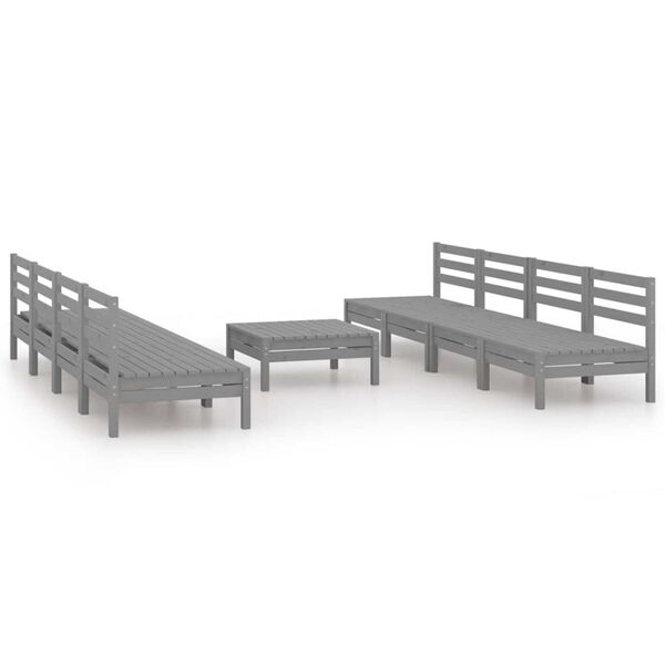 vidaXL 9 Piece Garden Lounge Set Grey Solid Pinewood
