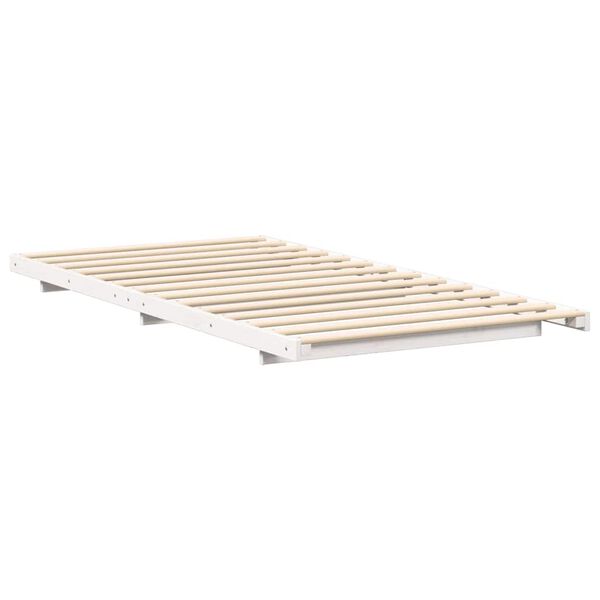 vidaXL Floor Bed Frame White 75 x 190 cm Solid pine wood