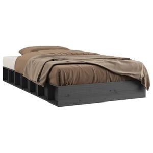 vidaXL Bed Frame without Mattress Grey 75x190 cm Solid Wood