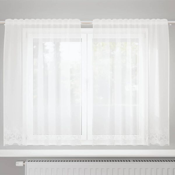 vidaXL Lace Curtain with Curtains Floral White 180 x 150 cm Polyester
