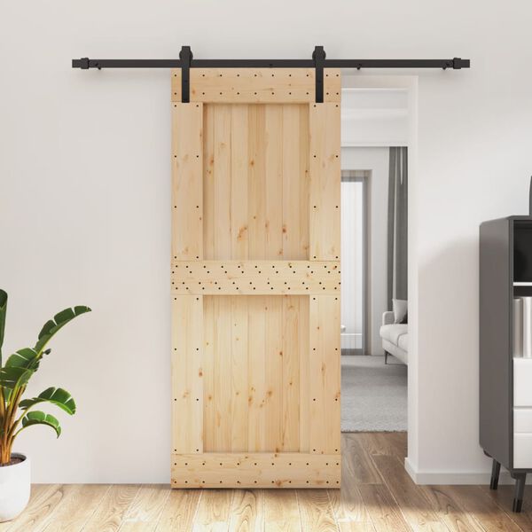 vidaXL Sliding Door with Hardware Set 85x210 cm Solid Wood Pine