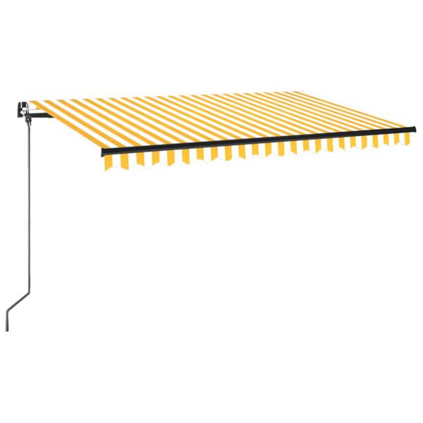 vidaXL Manual Retractable Awning 450x350 cm Yellow and White