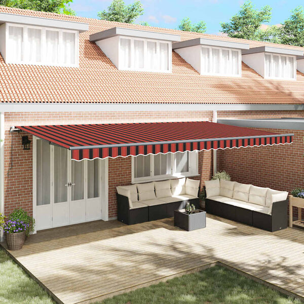 vidaXL Retractable Awning Manual Orange and brown 600 x 300 cm