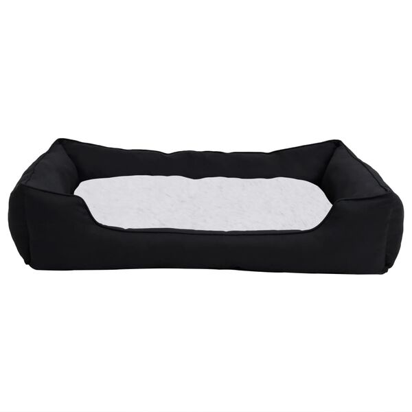 vidaXL Dog Bed Black and White 85.5x70x23 cm Linen Look Fleece