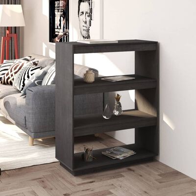 vidaXL Book Cabinet/Room Divider Grey 80x35x103 cm Solid Pinewood