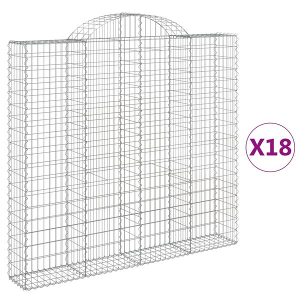 vidaXL Arched Gabion Baskets 18 pcs 200x30x180/200 cm Galvanised Iron