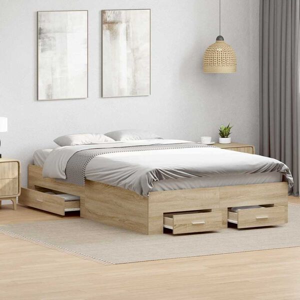 vidaXL Bed Frame Brown 120 x 200 cm Engineered wood