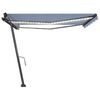 vidaXL Manual Retractable Awning with LED 450x350 cm Blue and White