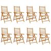 vidaXL Reclining Folding Chairs 8 pcs Beige Solid Wood Acacia