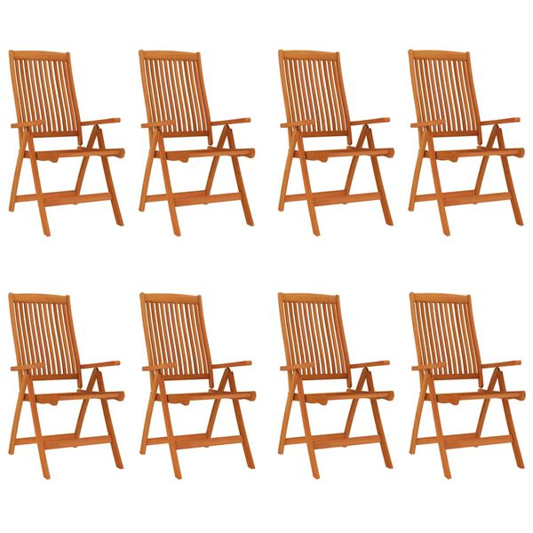 vidaXL Folding Garden Chairs 8 pcs Solid Wood Eucalyptus