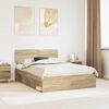 vidaXL Bed Frame with Headboard Sonoma 160 x 200 cm Solid Pine Wood