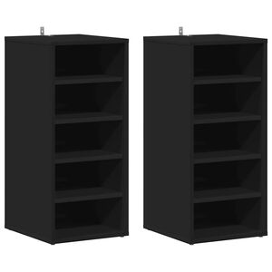 vidaXL Shoe Cabinets 2 pcs Black 31,5x35x70 cm Engineered Wood