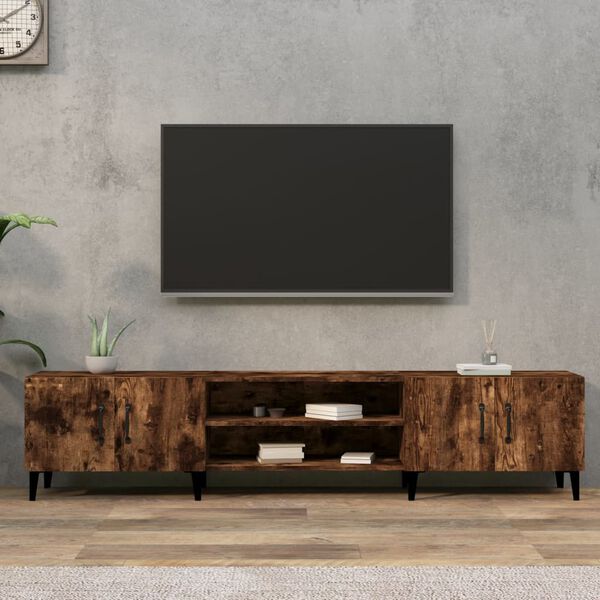 vidaXL TV Cabinet Smoked Oak 180x31.5x40 cm Engineered Wood