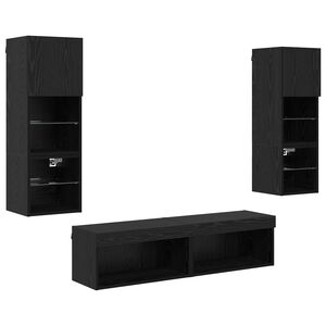 vidaXL TV Wall Unit 6 pcs Black Oak Engineered Wood