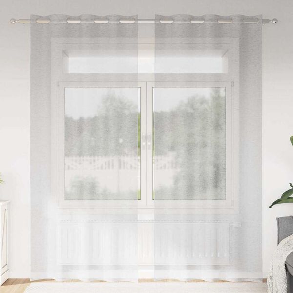 vidaXL Voile Curtain 2 pcs Light Grey 225 x 140 cm Polyester