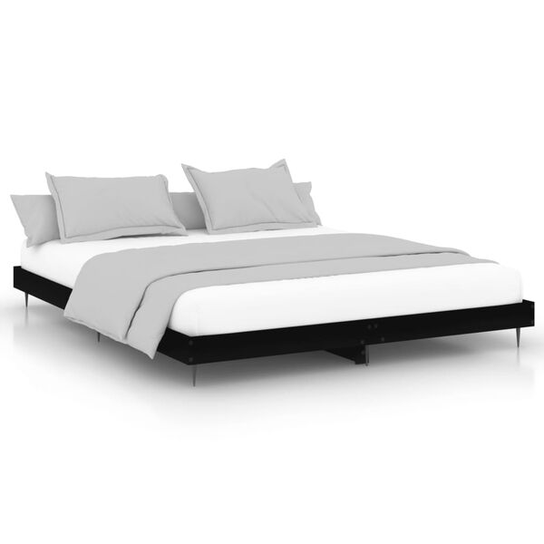 vidaXL Bed Frame without Mattress Black 150x200 cm King Size Engineered Wood