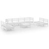 vidaXL 9 Piece Garden Lounge Set White Solid Pinewood
