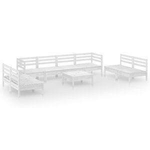 vidaXL 9 Piece Garden Lounge Set White Solid Pinewood