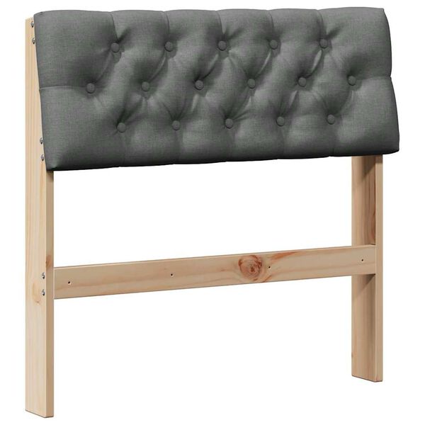 vidaXL Upholstered Headboard Dark Grey 80 cm Solid Pine Wood
