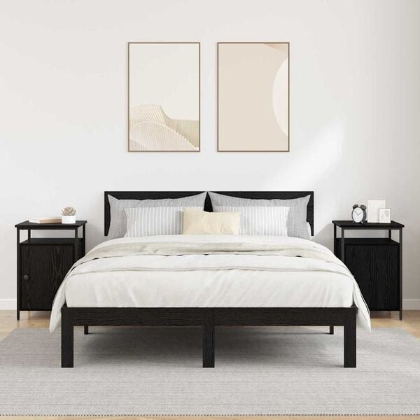 vidaXL Bedside Cabinet 2 pcs Black Oak 40 x 42 x 60cm Engineered Wood