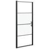 vidaXL Shower Door 91x195 cm Half Frosted Tempered Glass Black