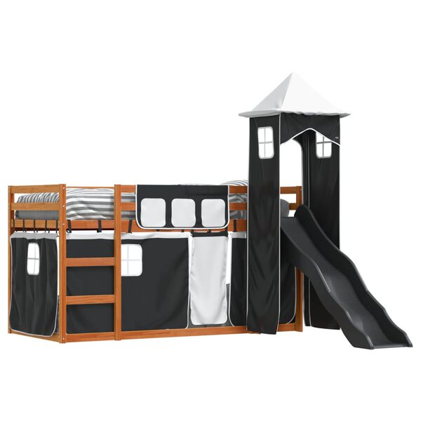 vidaXL Bunk Bed without Mattress with Slide White and Black 80x200 cm