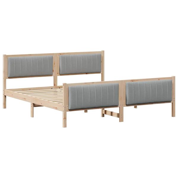 vidaXL Bed frame Brown and light grey 180 x 200 cm Solid pine wood