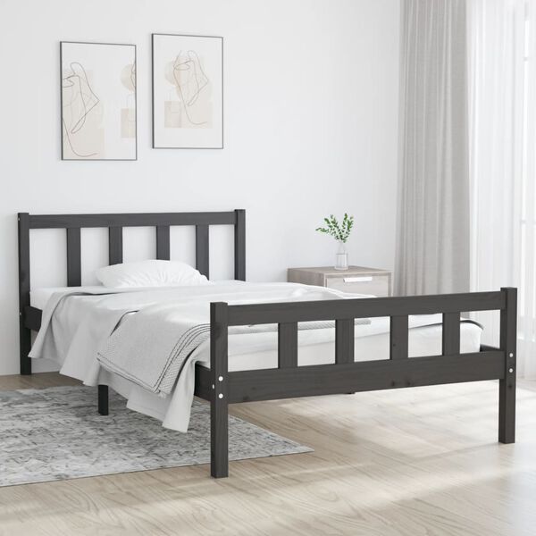 vidaXL Bed Frame without Mattress Grey Solid Wood 100x200 cm