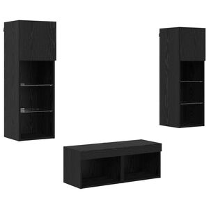 vidaXL TV Wall Cabinets 4 pcs Black Oak Engineered Wood
