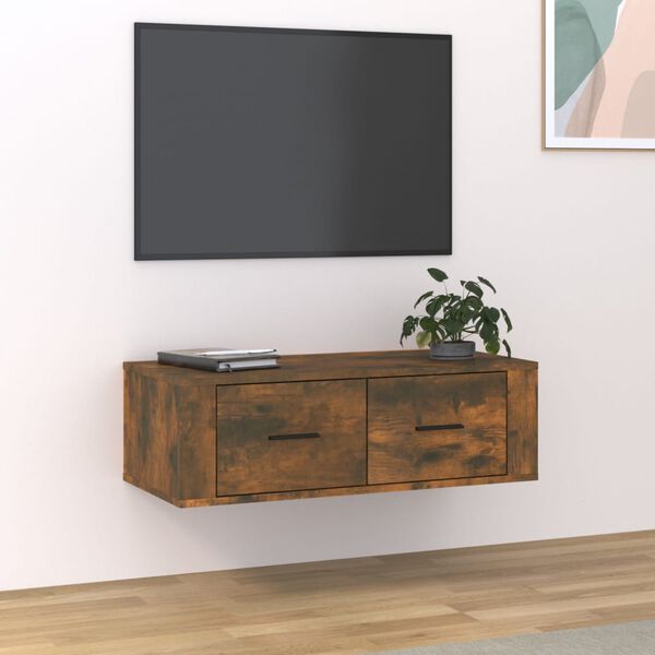 vidaXL Hanging TV Cabinet Smoked Oak 80x36x25 cm Engineered Wood