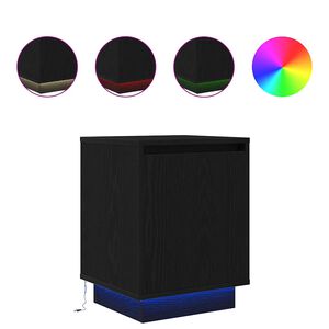 vidaXL Bedside Cabinet with LED Lights&nbsp;Black 38x34x50 cm
