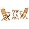 vidaXL Folding Bistro Set 3 pcs Brown Solid Acacia Wood